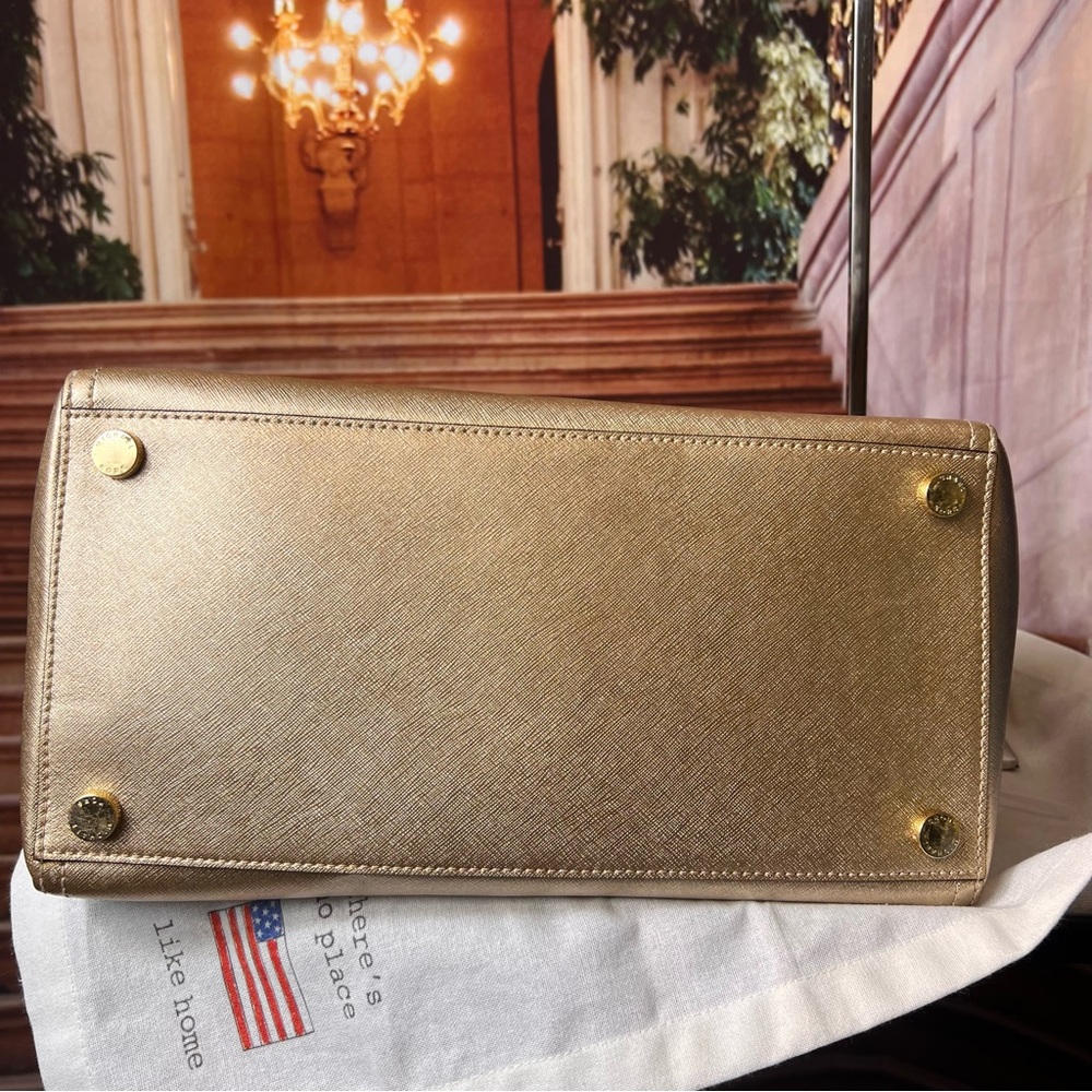 Michael Kors Metallic Gold Saffiano Shoulder Tote - Picture 14 of 15
